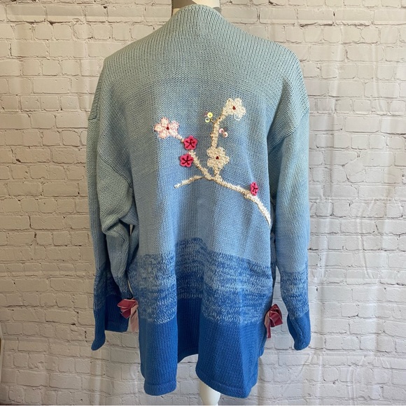 Storybook Knits “Kimono Style” Cardigan Sweater Embroidered SZ 2XL - Picture 3 of 11